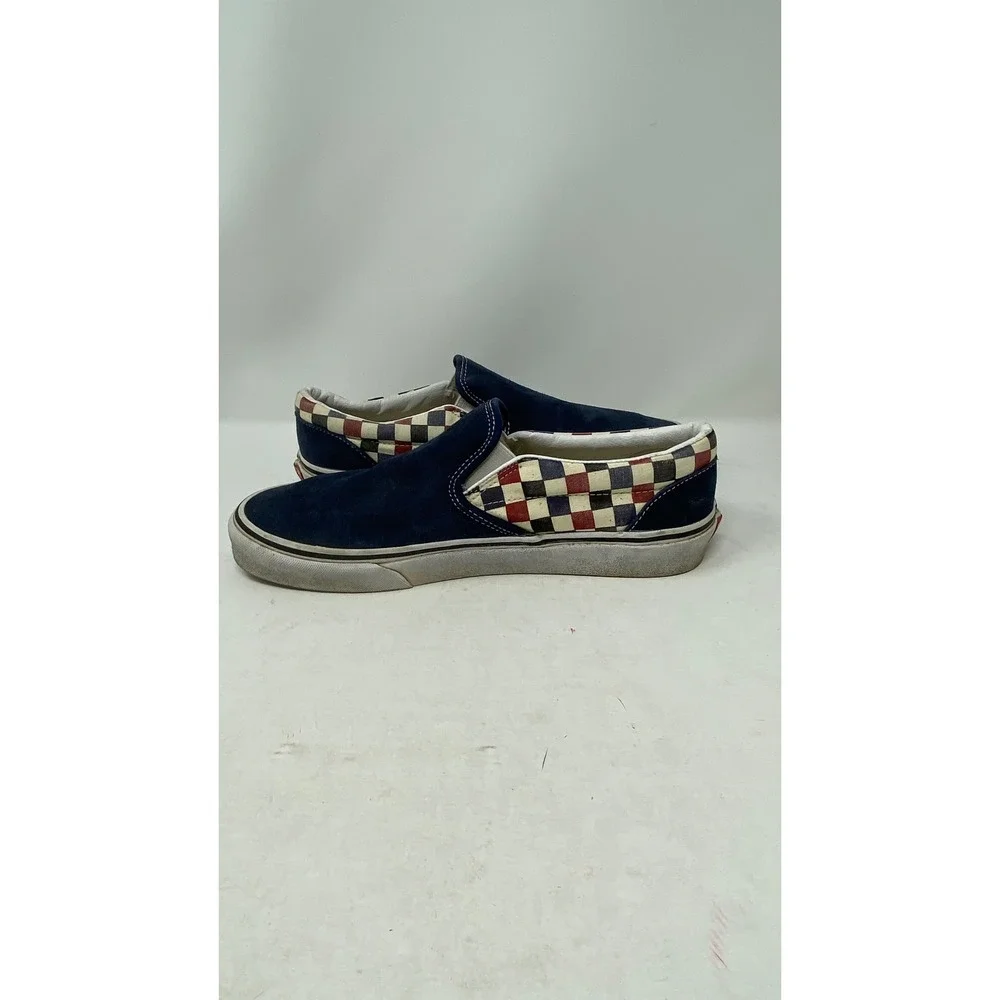 Vans Classic Slip On Navy Blue Suede Checkerboard Sneakers Mens 10 507452